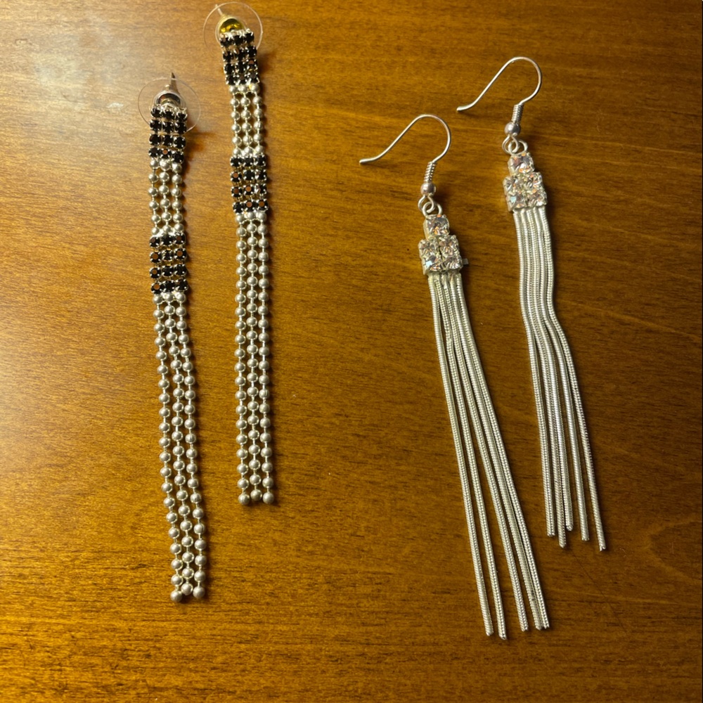 Handmade long rhinestone earrings (never used)